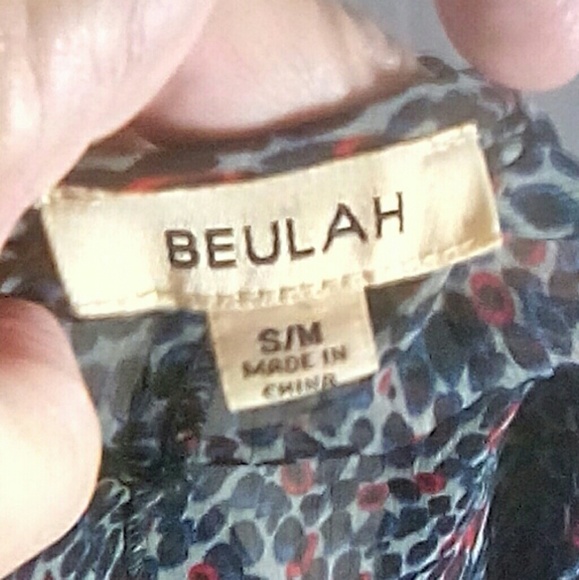 BEULAH Multicolored Long Sleeve Belted Decorative Button V Neck Dress Size S/M - Picture 6 of 7